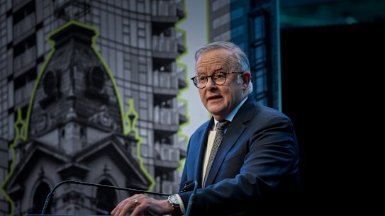 Prime Minister Anthony Albanese at the Melbourne Assembly