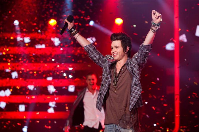 Reece Mastin winning The X factor in 2011.