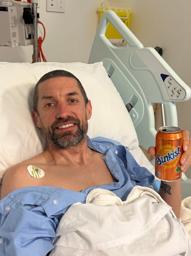 Phil Gore in hospital.