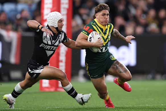 Reece Walsh in action for Australia.