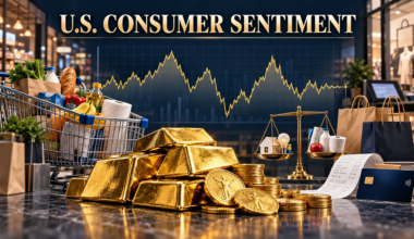 Gold price trades near high after preliminary Consumer Sentiment falls to 46.3, inflation expectations rise