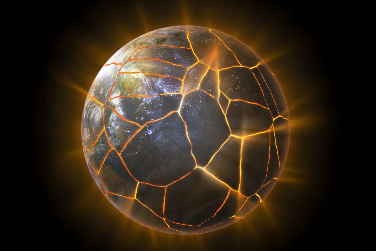 Illustration representing cracked spacetime.