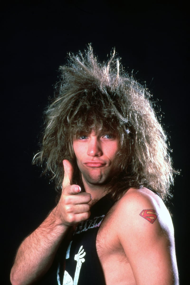 Jon Bon Jovi poses during a portrait session on May 26, 1987, before performing with his band in Detroit, Michigan.