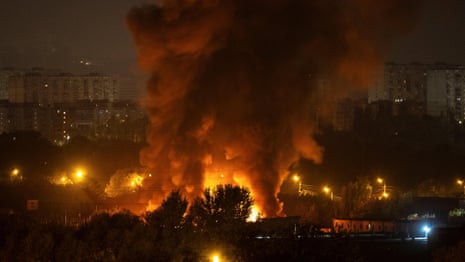 Explosion in Kyiv as Russian missiles strike across Ukraine – video