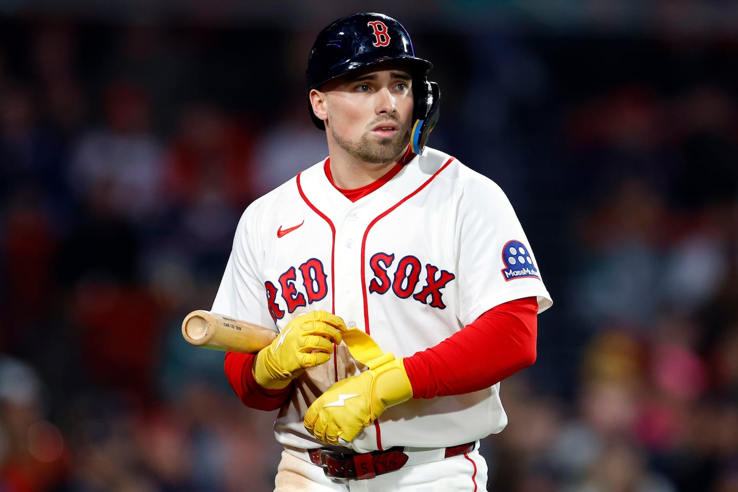 Caleb Durbin finished his first season with the Red Sox with a .332 on-base percentage, just 2 points lower than his number from last season with the Brewers (.334).