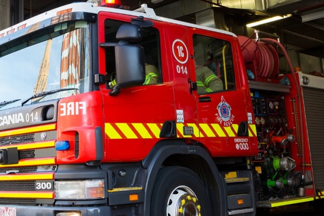 fire rescue victoria fire truck at station
