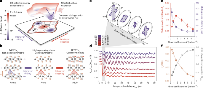 Fig. 1: Ultrafast structural dynamics in ferroelectric Td-WTe2.