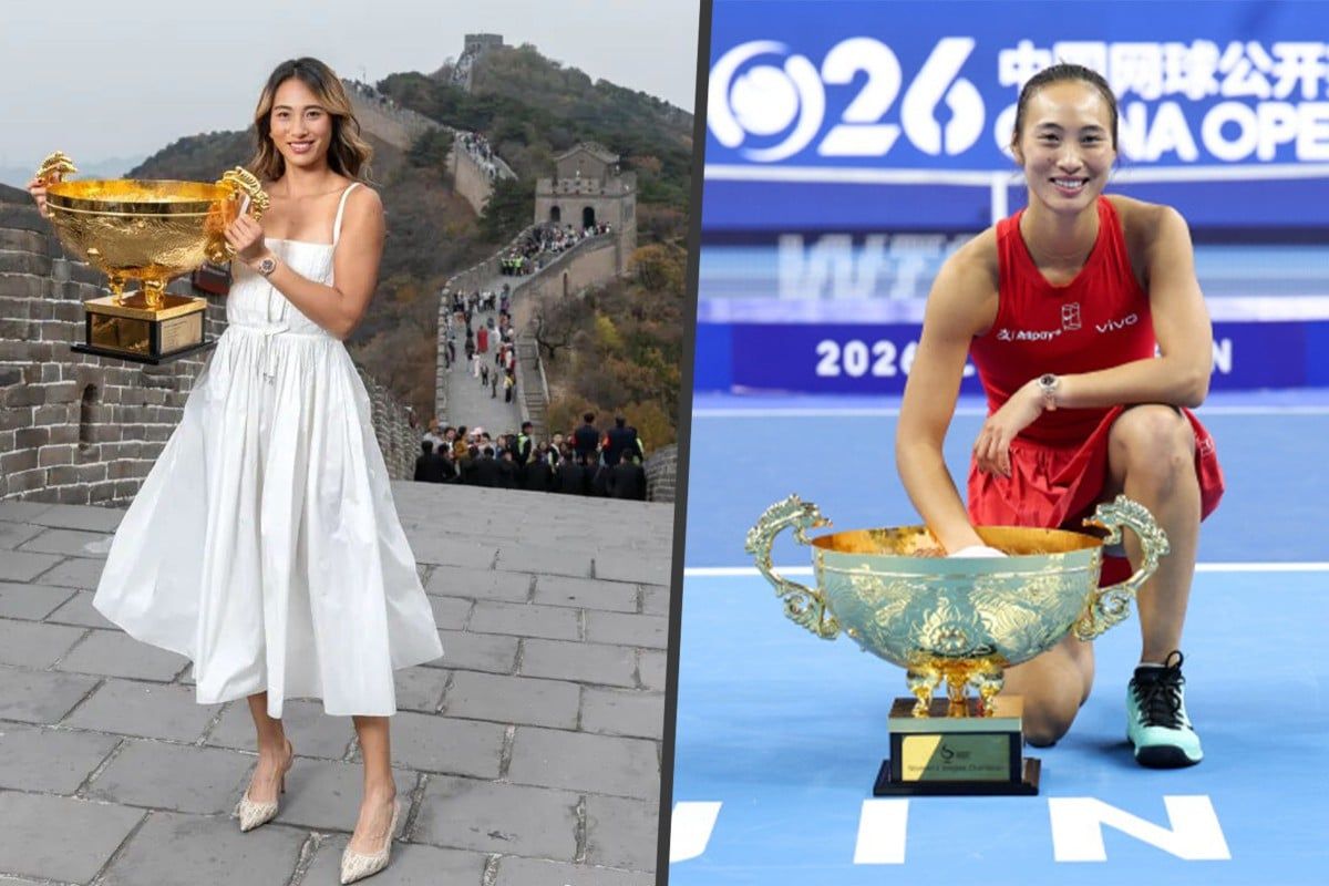 Seeking men’s approval? Chinese tennis star criticised for glamorous photo shoot with trophy