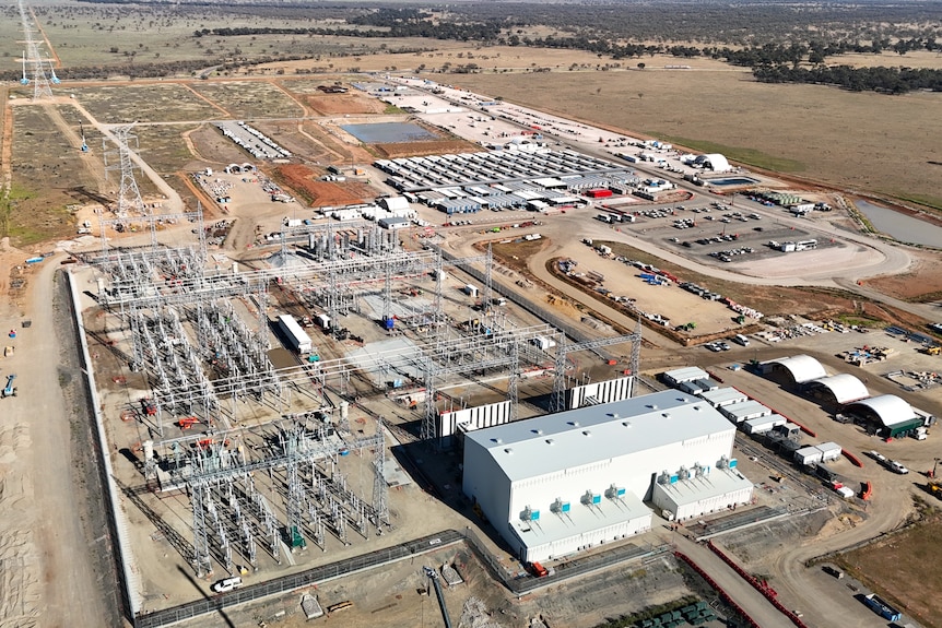 An aerial view of a large electrical substation in the South-West Renewable Energy Zone in regional NSW.