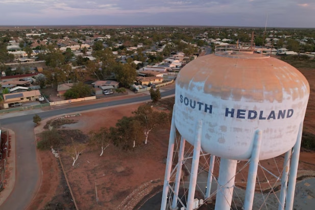 A drone shot of a water tank