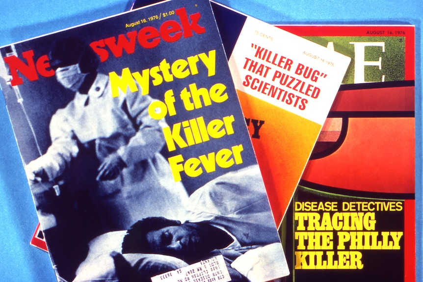A spread of magazines from 1976. A Newsweek cover reads: Mystery of the Killer Fever in bold yellow.