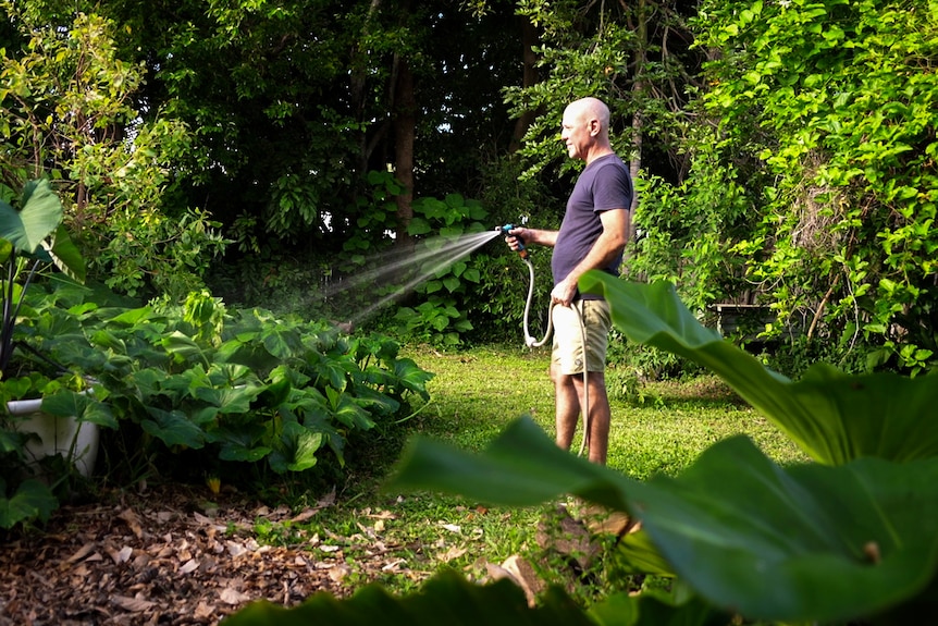 Chris watering