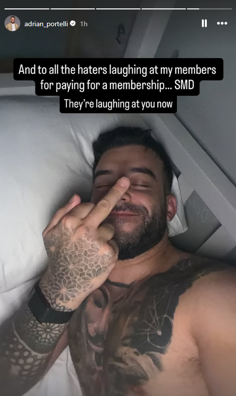 Portelli hit back at critics on his Instagram.