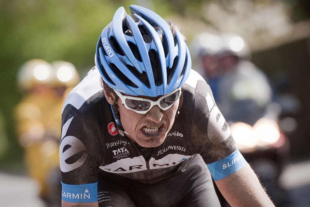 Johan Vansummeren (Garmin-Cevelo) 2011 Paris-Roubaix in Roubaix, northern France. (Photo by LIONEL BONAVENTURE / AFP) (Photo by LIONEL BONAVENTURE/AFP via Getty Images)