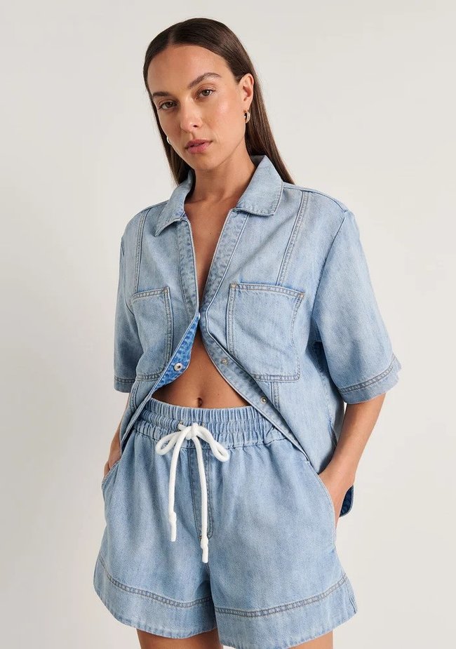Loe Denim Pull On Short, $100