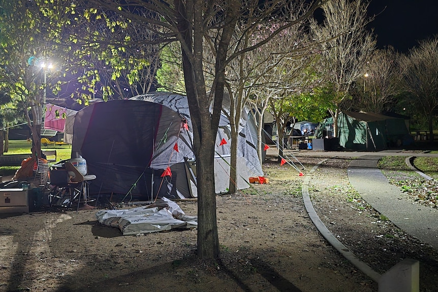 Tents in a park.