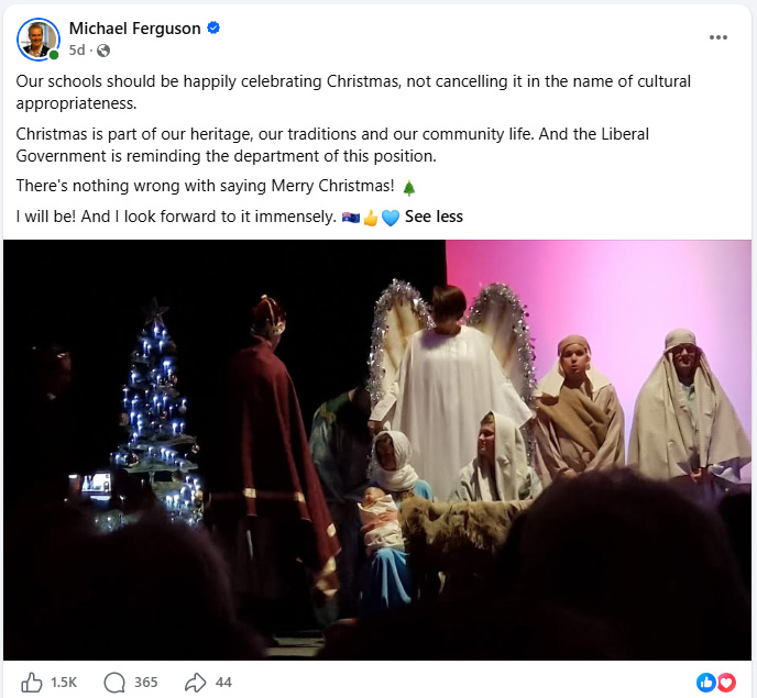 A Facebook post from Michael Ferguson.