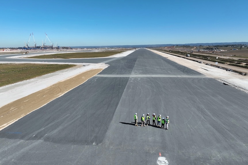 a runway at the still to be finished new international airport in western sydney's badgerys creek