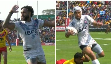 History made in 50-point demolition as controversial call sparks fury in Samoa’s rout