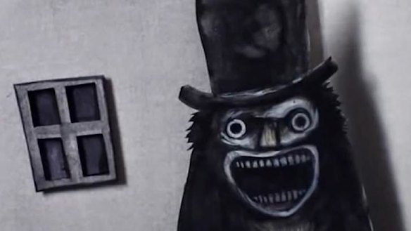 The terrifying Mister Babadook as shown in a frame from the pop-up book featured in The Babadook.