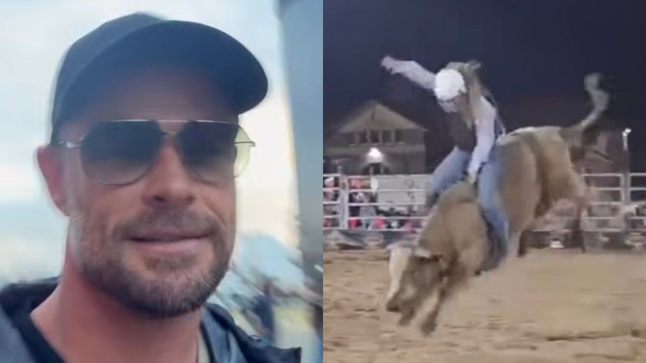 'A savage': Chris Hemsworth celebrates daughter India Rose, 14, beating the boys to win a bull-riding competition