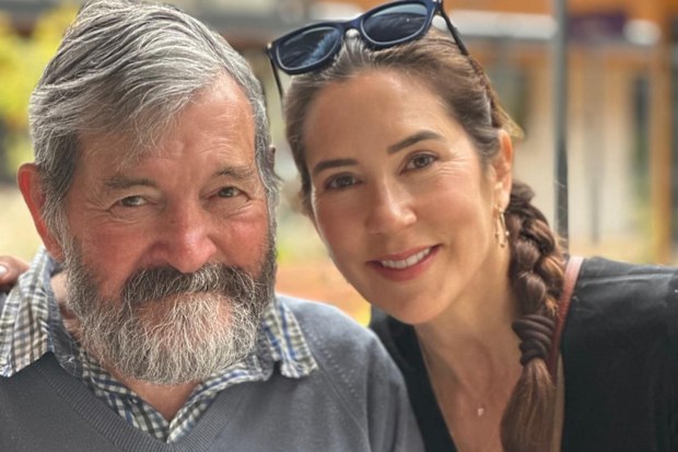 Crown Princess Mary of Denmark and her father John Donaldson during a visit to Australia in December 2023, photo taken by Prince Vincent and shared on Queen Mary's 52nd birthday on February 5, 2024.