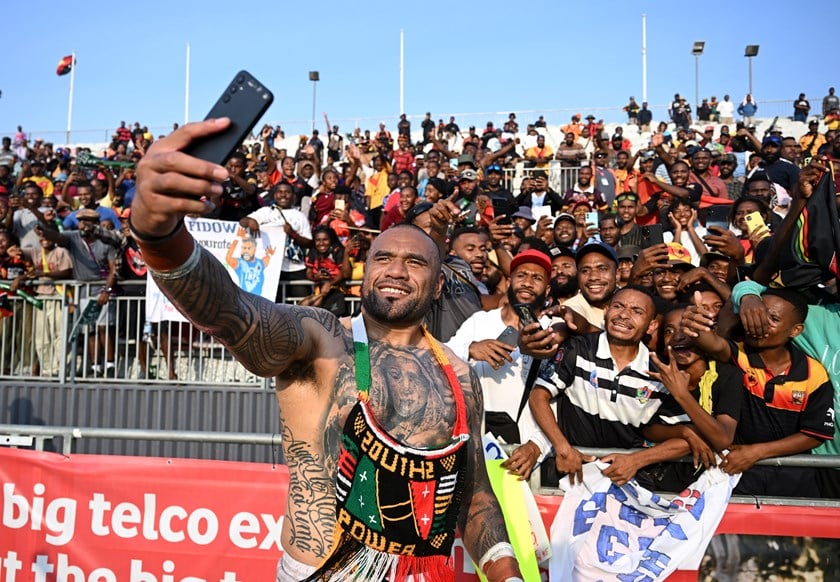 Samoa co-captain Junior Paulo embraced the support of fans in PNG.