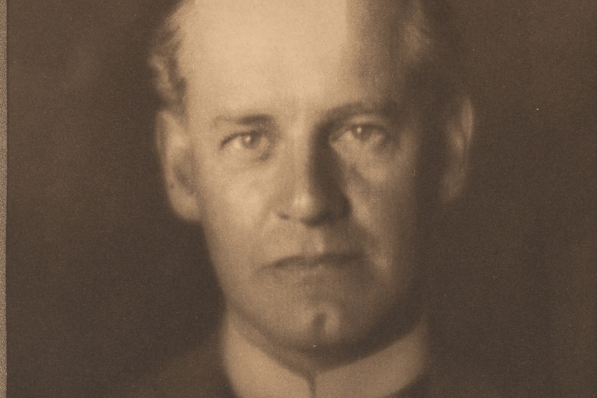 A photogravure portrait of John Galsworthy.