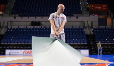Behind the scenes of the O'Connell Center’s preparation for a basketball game