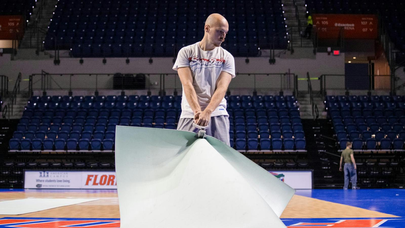 Behind the scenes of the O'Connell Center’s preparation for a basketball game