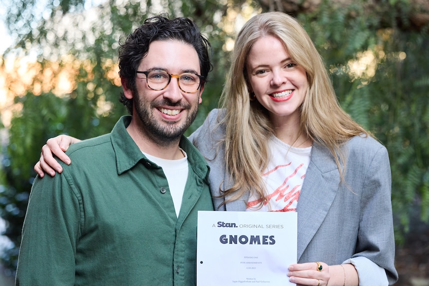 Tegan Higgenbotham and Gnomes creator Joel Kohn.