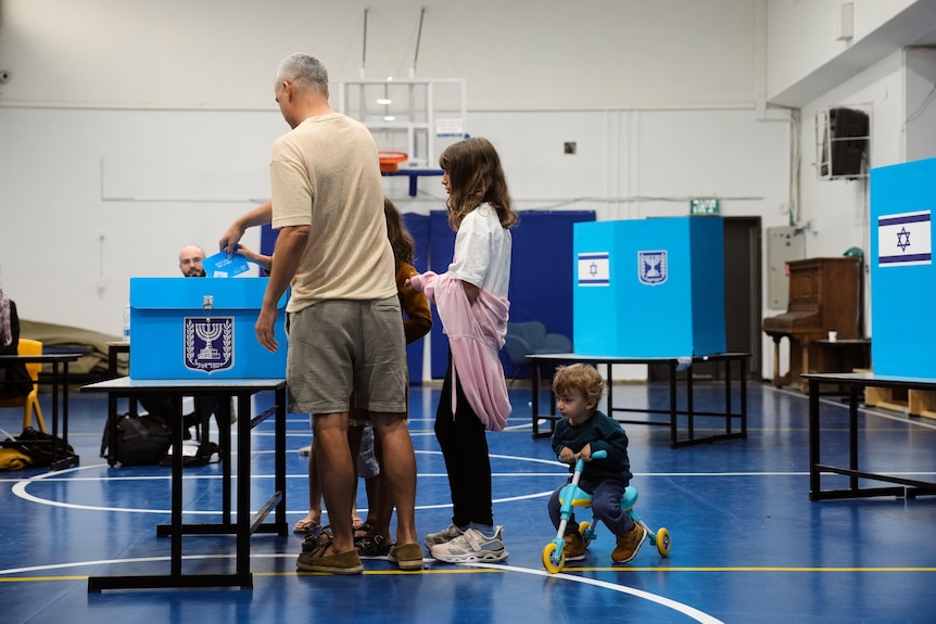 Voters cast their ballots at a Jerusalem polling station.