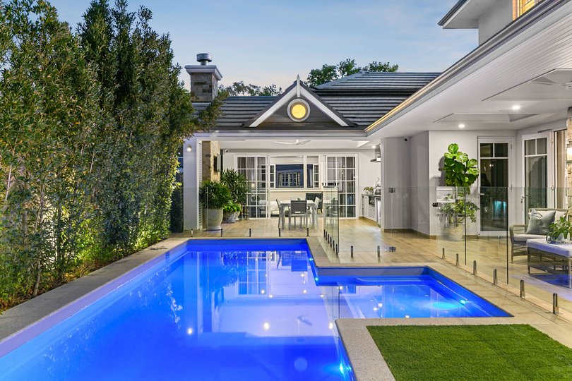 Come summer, the 12m solar-heated saltwater lap pool becomes an irresistible centrepiece.