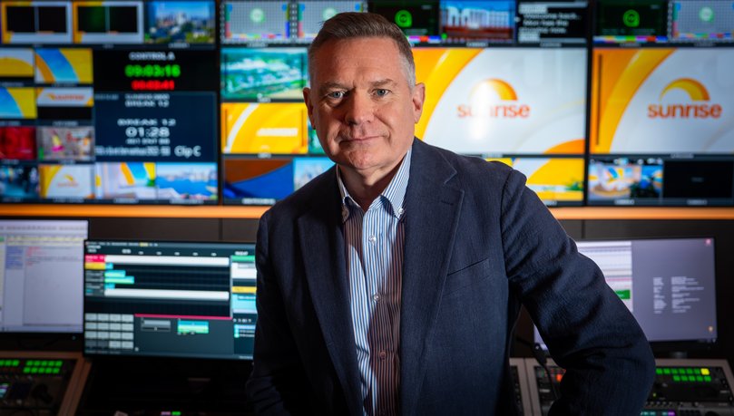 Channel 7 reporter Michael Usher in the studio at Eveleigh in Sydney. 
Picture: Adam Taylor