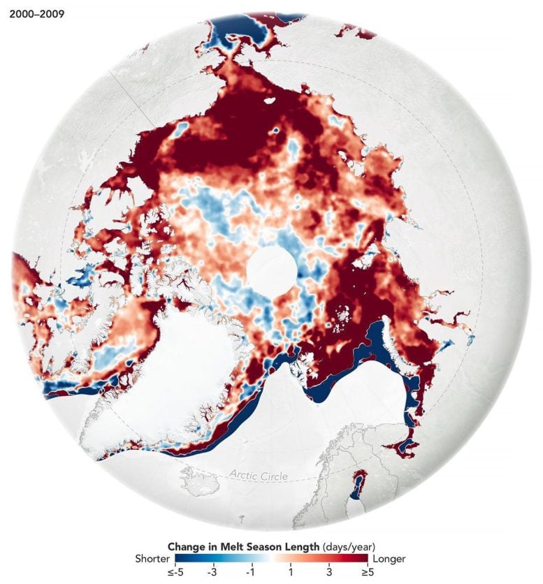 Arctic Melt Season 2000 2009 Annotated