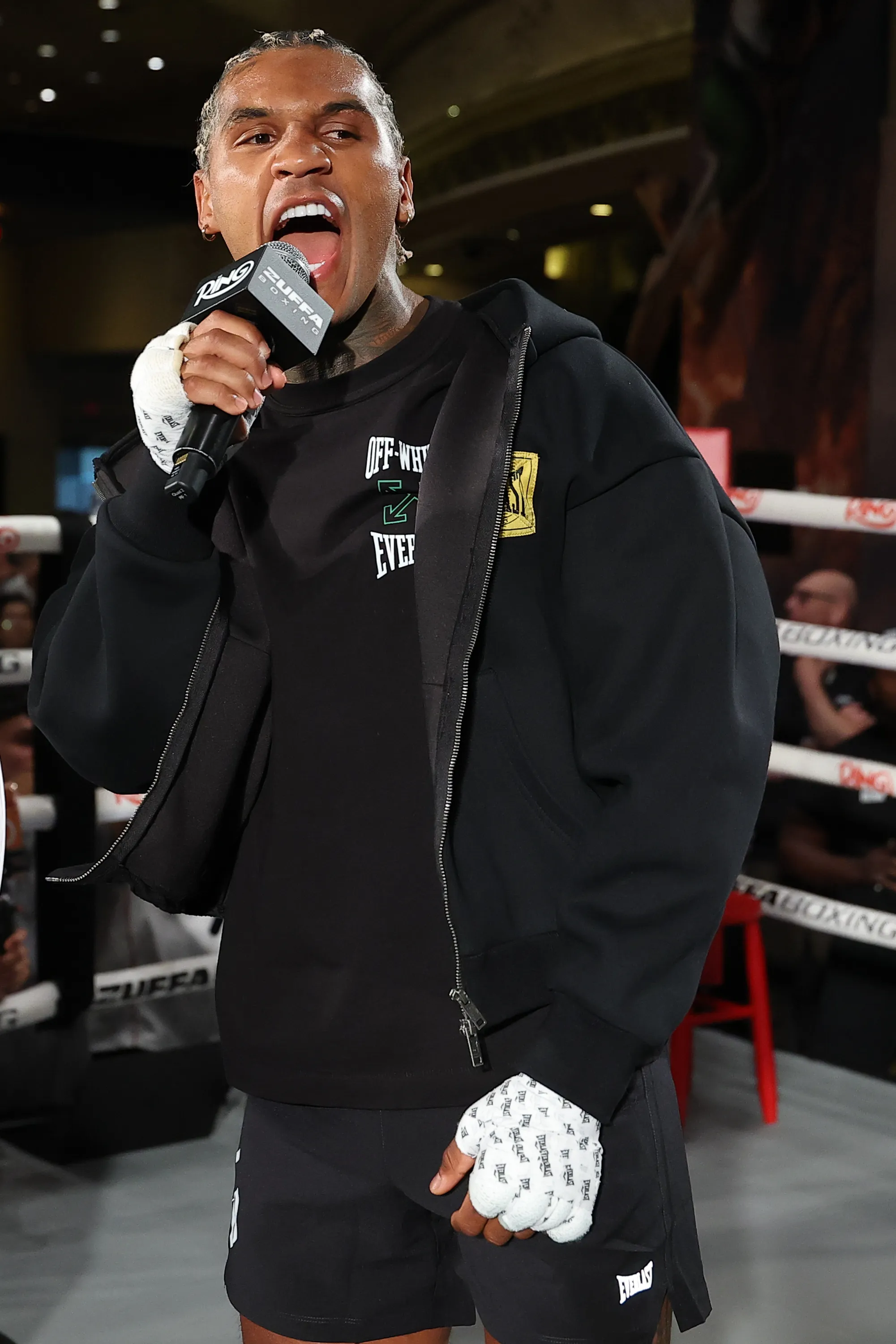 Conor Benn at the open media workout for his fight with Ryan Garcia