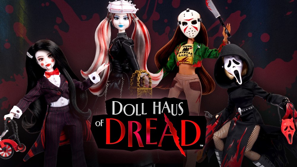 Billy the Puppet from "Saw," Pinhead from "Hellraiser," Jason From "Friday the 13th" and Ghost Face from "Scream," all a part of Jakks Pacific's Doll Haus of Dread Collection.