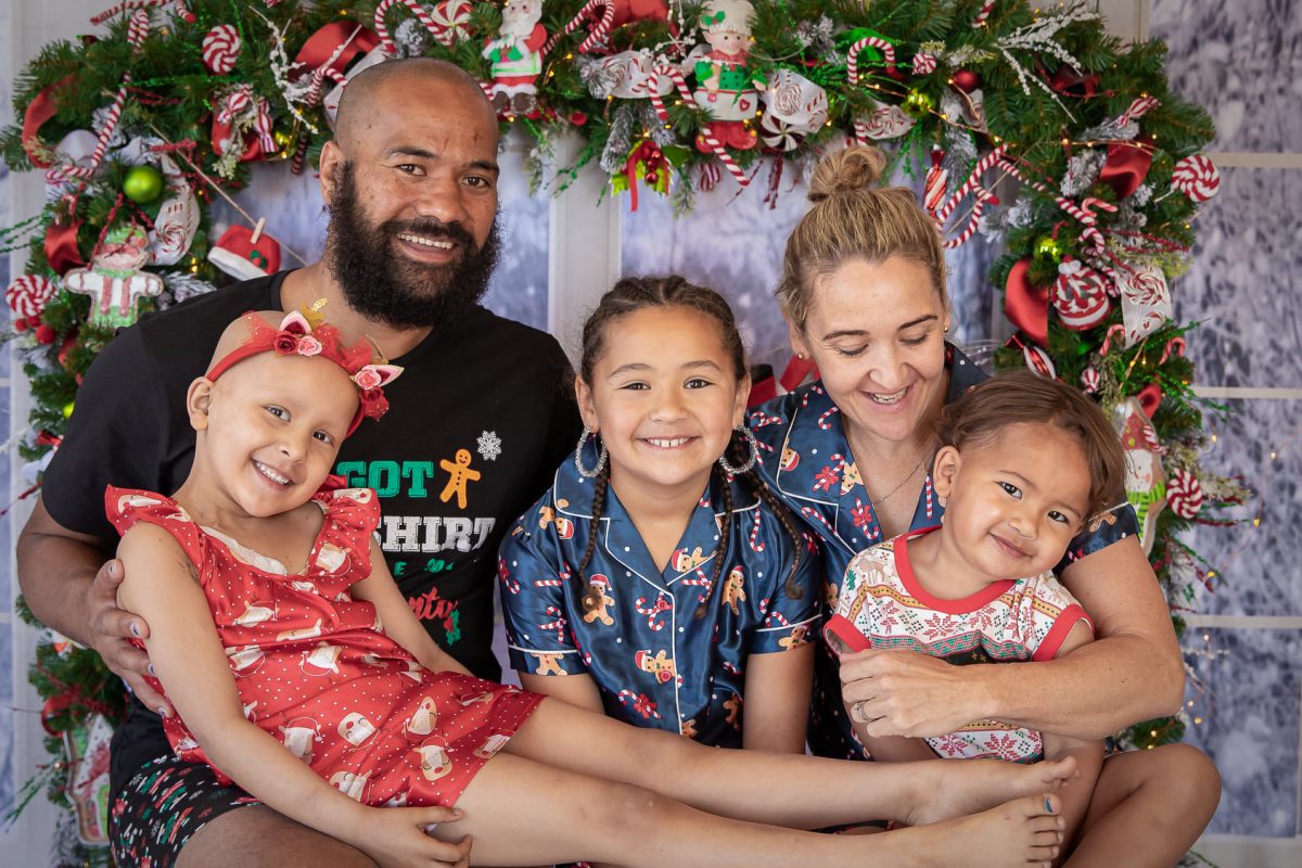 Kristy Giteau and Soakai, with their three children in December 2020