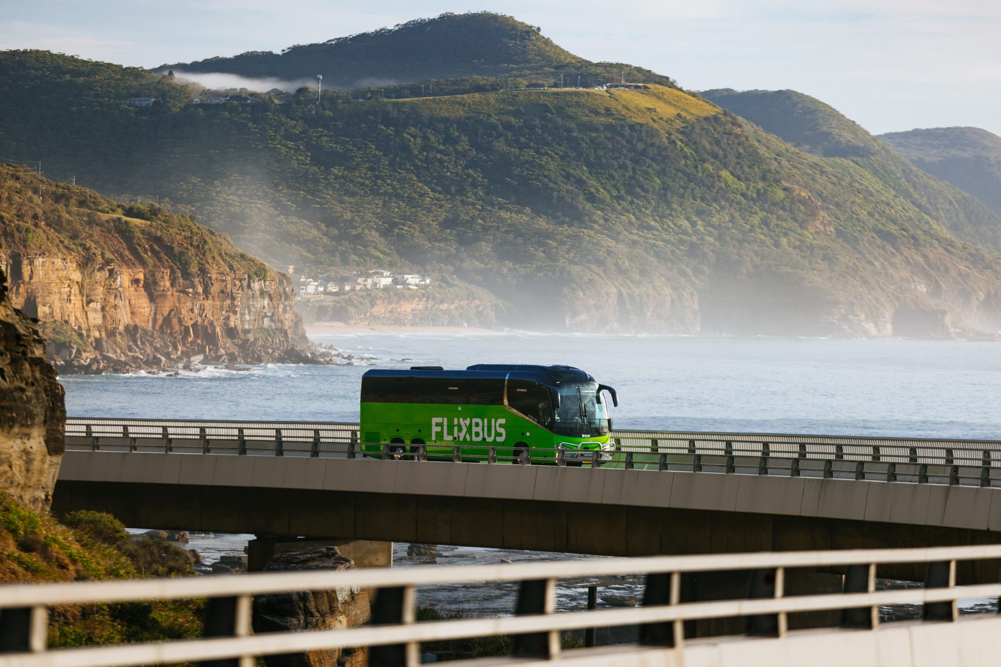 A FlixBus driving through Australia