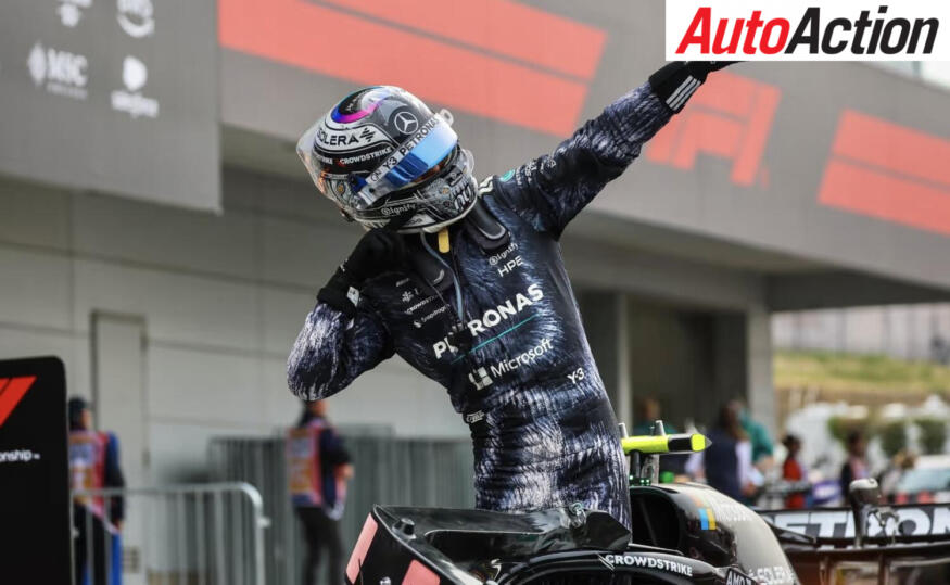 Kimi Antonelli, Mercedes, celebrates victory at the 2026 F1 Japanese Grand Prix.