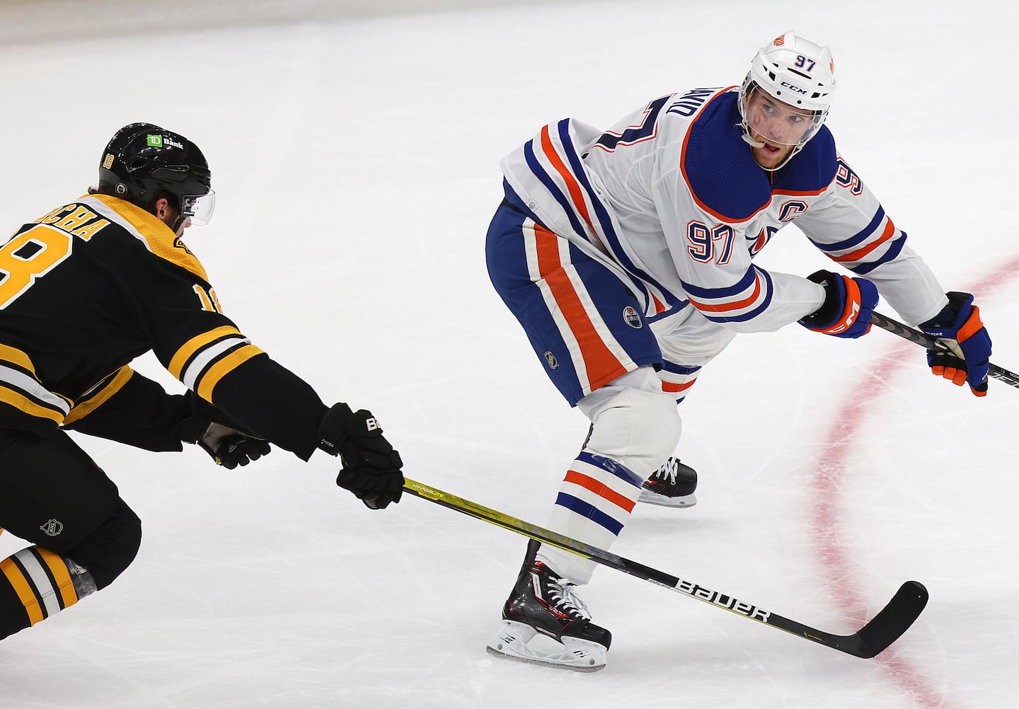 Pavel Zacha and the Bruins won't have to deal with Oilers star Connor McDavid until a Dec. 30 game at the Garden.