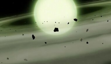 Artist’s illustration of a white dwarf appearing greenish from the sodium-rich planetary debris that enriches its atmosphere. (Credit: Mark A Garlick/University of Warwick)