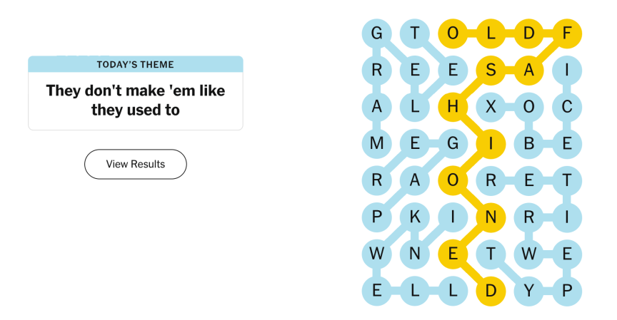 The completed NYT Strands puzzle for Oct. 11, 2026.