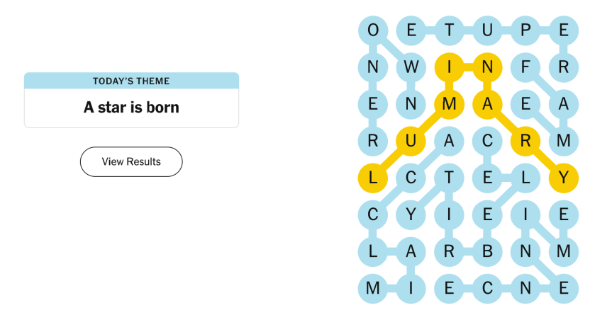 The completed NYT Strands puzzle for Oct. 8, 2026.