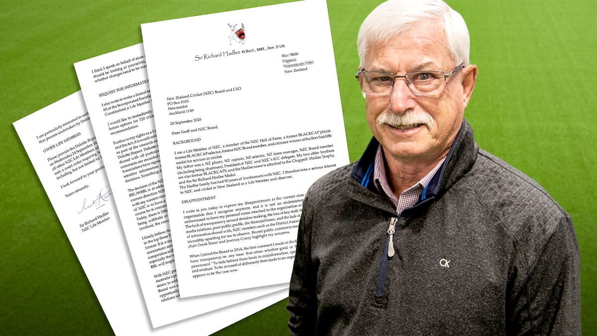 Sir Richard Hadlee slams NZ Cricket in letter to chief executive and board: ‘I am embarrassed to have my personal name attached to the organisation’