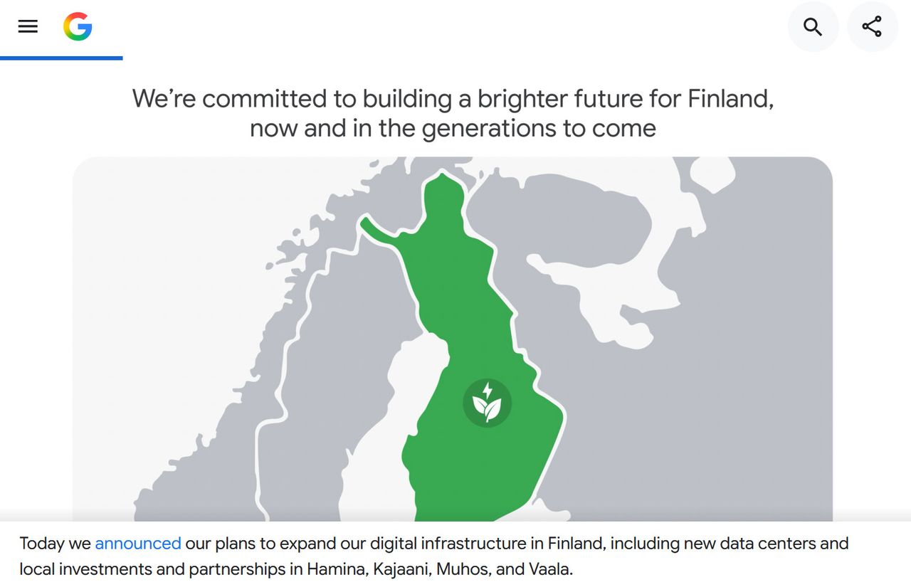 Google's data center plans in Finland