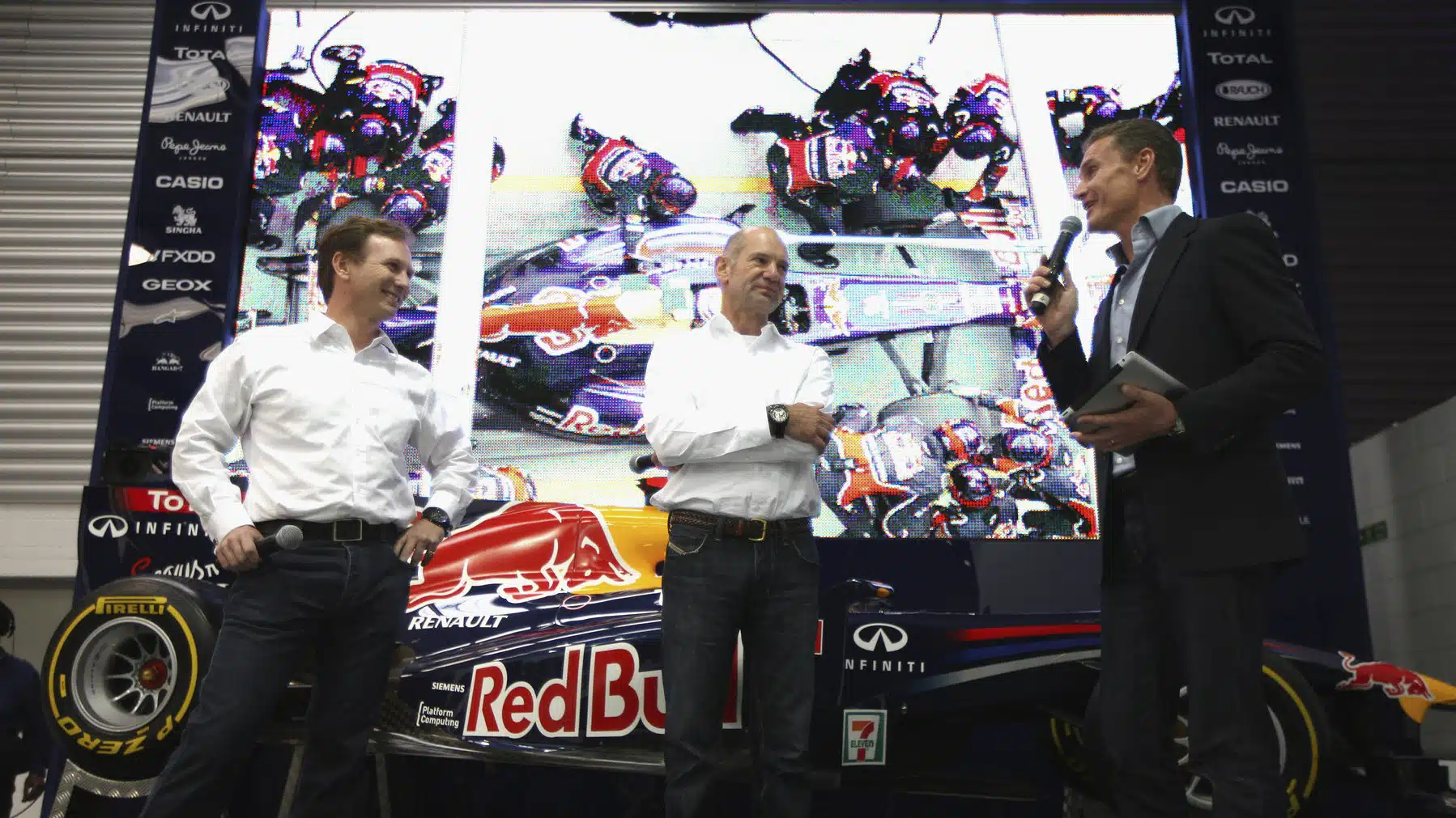 Horner and Adrian Newey at Red Bull in the early days