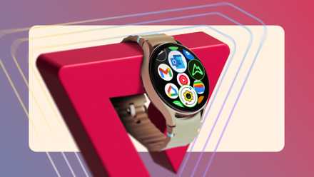 A Galaxy Watch with emphasis on the installed apps.
