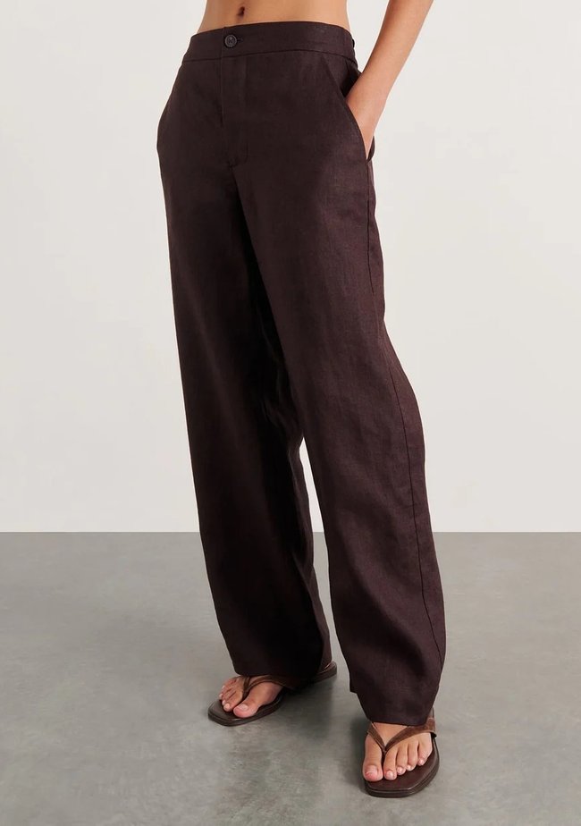 Zuri Straight Pant in dark chocolate, $140