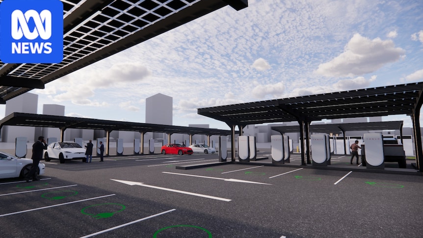 Tesla releases plans for Australia's largest public EV charging hub in Albury